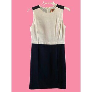 Tory Burch Tweed Wool Sheath Dress size 10 Black Off White Shift
